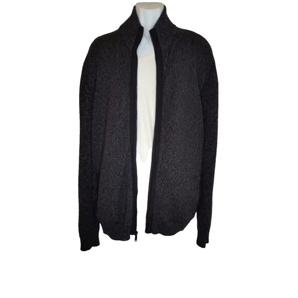 Daniel Hechter Paris Sweater Mens XXL Cardigan Front Zipper Black Gray Pockets - Picture 2 of 8